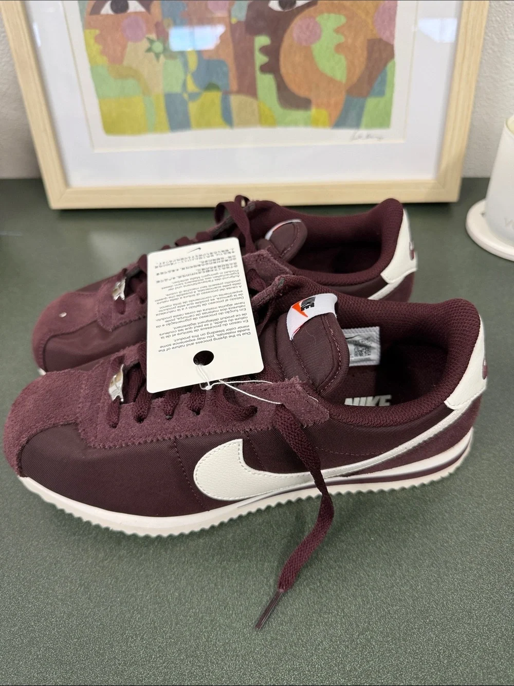 NWOB Nike Burgundy/White Cortez Textile Sneakers sz 8.5
